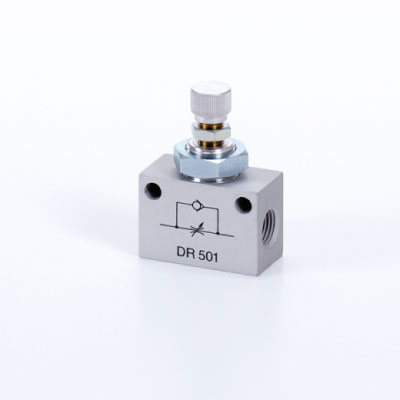 HDR501 Hafner DR 501 G1/8 aluminum uni-directional flow regulator function valve.