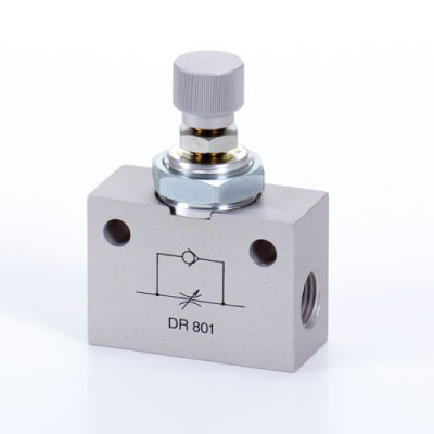 HDR801 Hafner DR 801 G1/4 aluminum uni-directional flow regulator function valve.