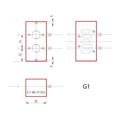 HR5184K1ISO4 Hafner R 5 184 K1 ISO4  aluminium basisplaat midden geschikt voor 1 ventiel