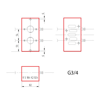 HR5184K2ISO4 Hafner R 5 184 K2 ISO4  aluminium basisplaat midden geschikt voor 1 ventiel