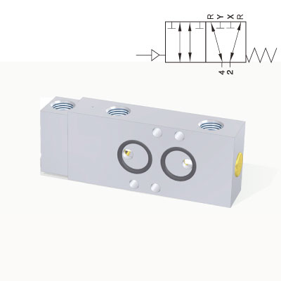 HPN611611 6/2 NAMUR PN 611 611 G1/4  pneumatisch bediend ventiel mechanische veer, block and vent