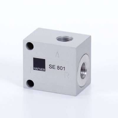 HSE801VES Hafner SE 801 VES G1/4 aluminium Quick-exhaust wich can also be used as non-return valve as well as or-gate.