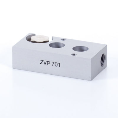 HZVP701 Hafner ZVP 701 te monteren op een cilinder met G 1/4“-poorten (diameter 32, 40, 50 mm volgens ISO 6431/ISO 15552). Ontworpen voor een doorlaatmaat 7 mm in combinatie met b.v. Postfris 510 711.