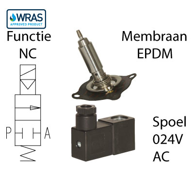 2/2 NC Wras, EPDM, 024V/50-60Hz