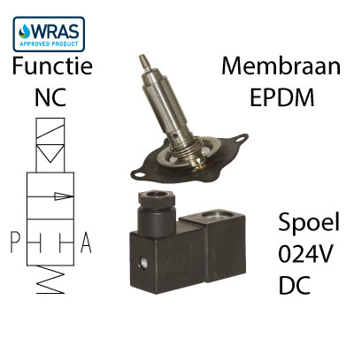 2/2 NC Wras, EPDM, 024V/DC