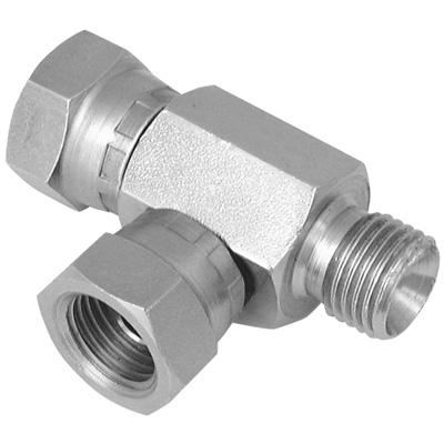 Zij-tee - 2 x BSP female swivel 60° buitenconus/BSP male 60° binnenconus